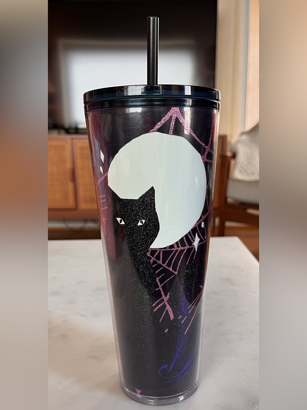 Starbucks Halloween Black Cat & Full Moon Venti Cold Cup Tumbler (24 oz)